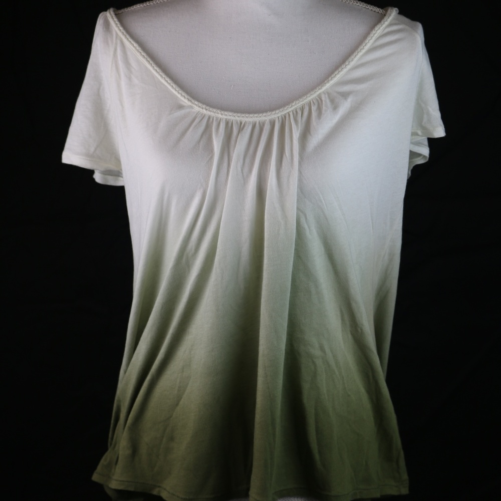 Lucky Brand Short Sleeve Shirt White and Green M
